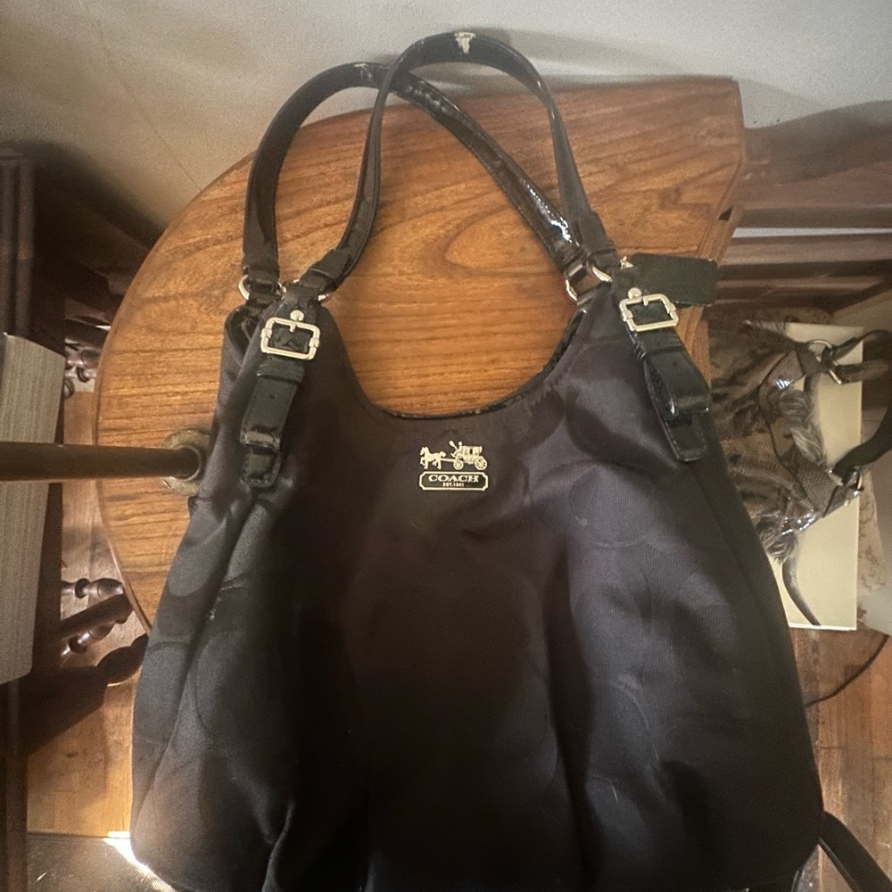Coach Black Shoulder Bag with Silver Hardware